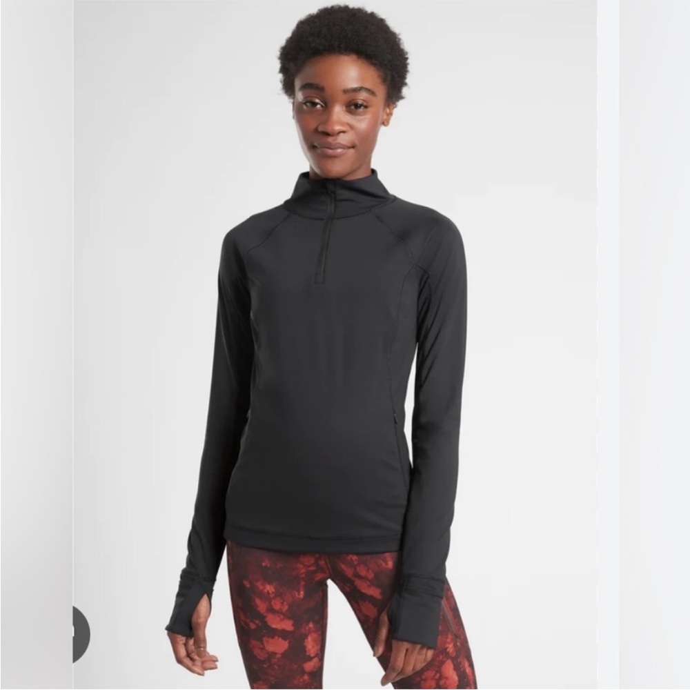 Athleta Black Rainier Half Zip Pullover Running Top, Size Small